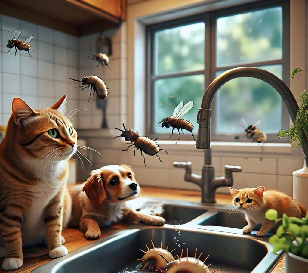 are drain flies harmful to cats or dogs